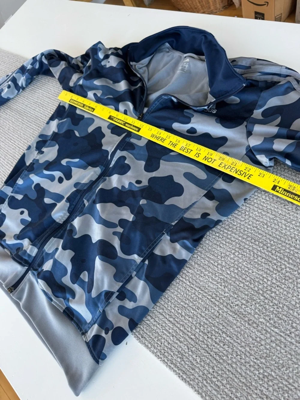Adidas Essentials Blue Gray Camouflage Camo Track Jacket Size Large Unisex